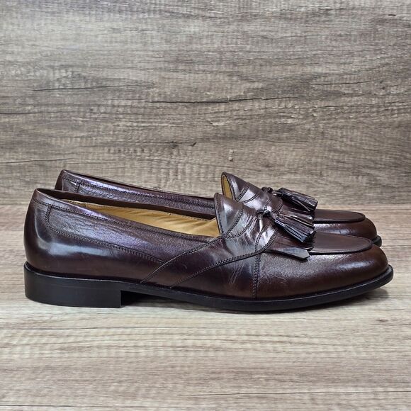 Johnston and Murphy Cellini Men's 11M Brown Genuine Deerskin Tassel Loafers NEW